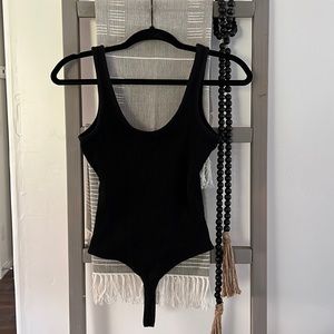 Scoop neck thong bodysuit